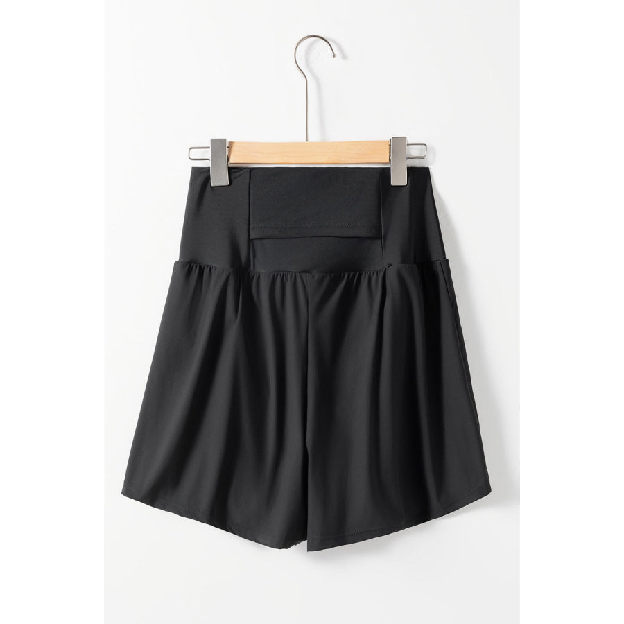 Black Pocketed Wide Waistband Swim Shorts Swimwear/Swim Bottoms