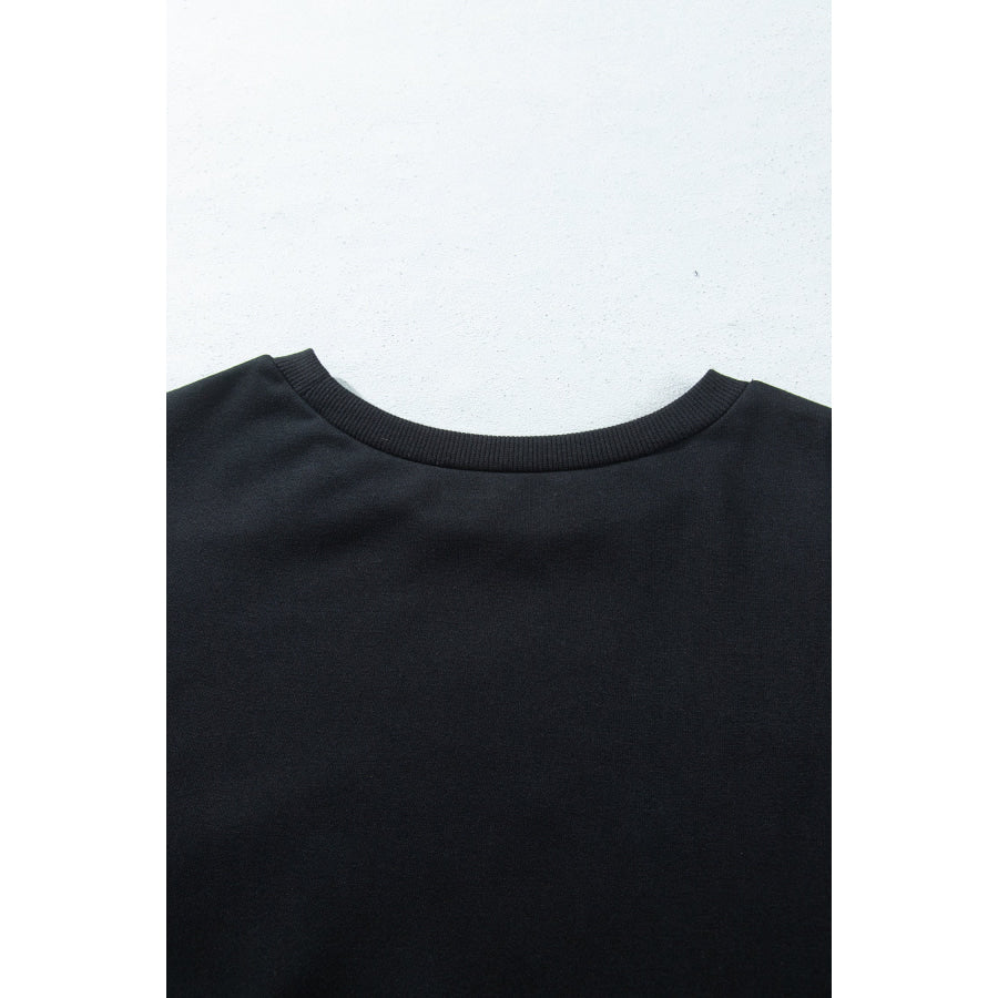 Black Rugby Game Day Patchwork Graphic Plus Size Sweatshirt Size/Plus Sweatshirts & Hoodies
