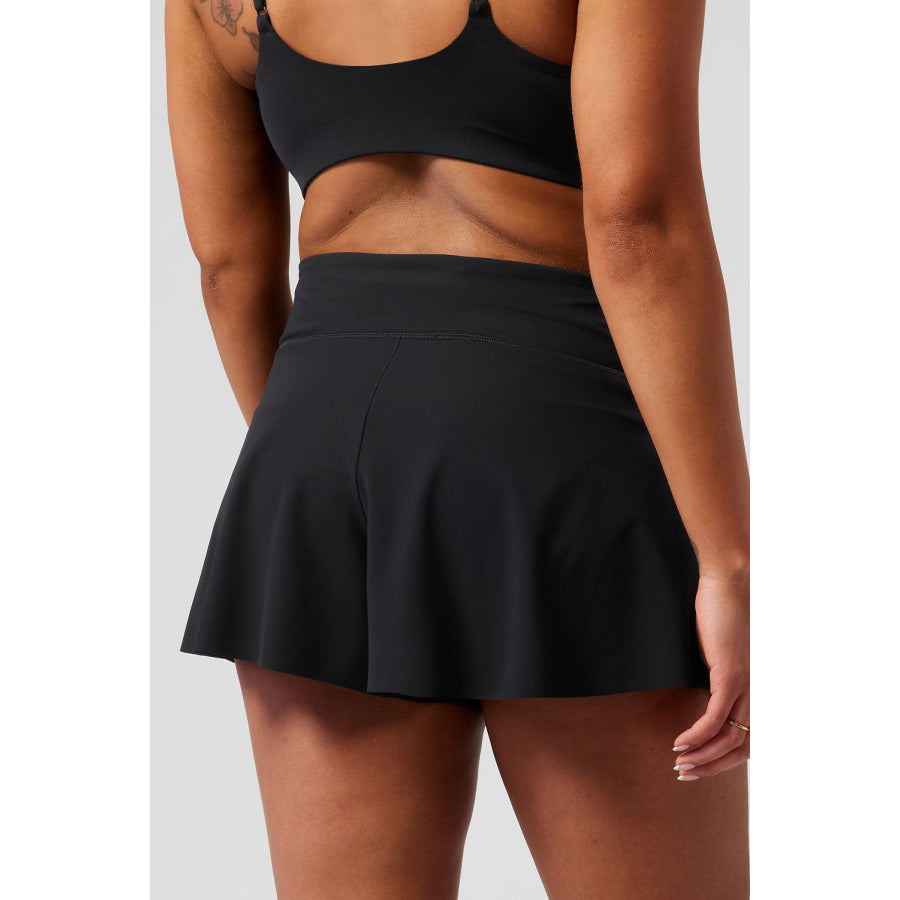 Black Solid Color High Waist Wide Leg Swim Bottom Swimwear/Swim Bottoms