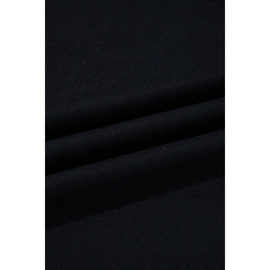 Black Solid Colorblock Long Sleeve V-Neck Plus Size Blouse Plus Size/Plus Size Tops/Plus Size Long Sleeve Tops