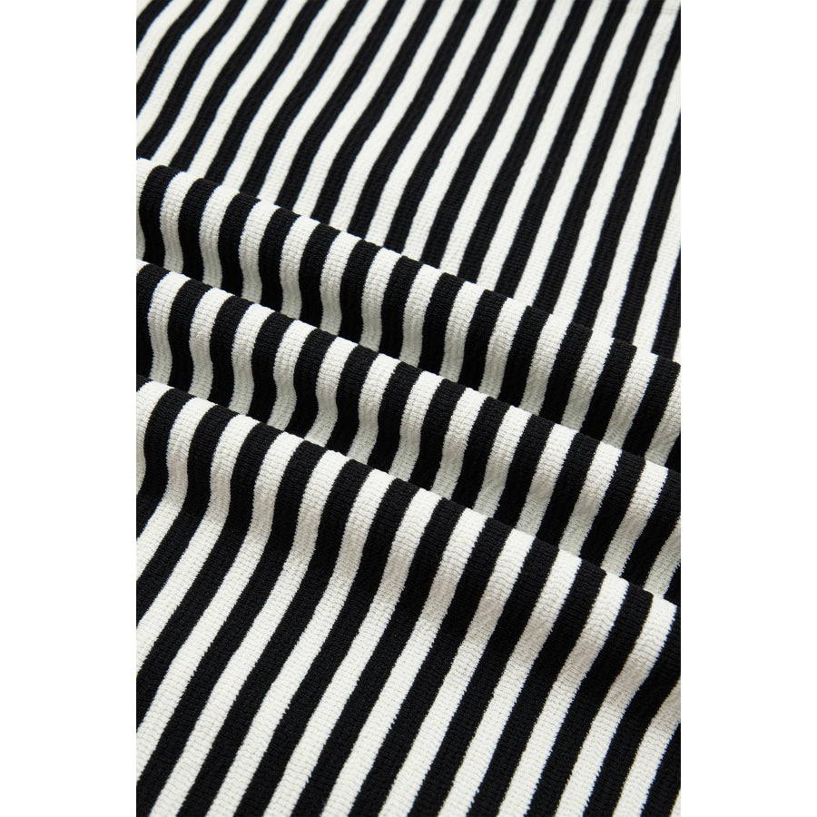 Black Stripe Velvet Bow Pattern Dropped Shoulder Loose Sweatshirt Tops/Sweatshirts & Hoodies