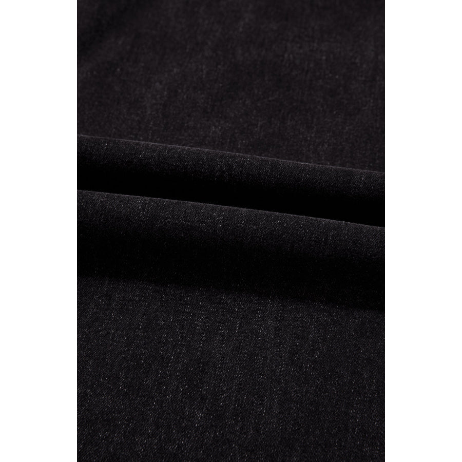 Black Studded Detail Straight Leg Casual Loose Jeans Bottoms/Jeans