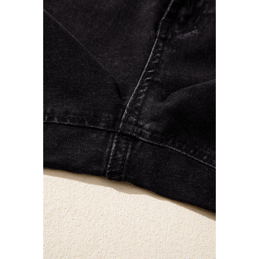 Black Studded Detail Straight Leg Casual Loose Jeans Bottoms/Jeans