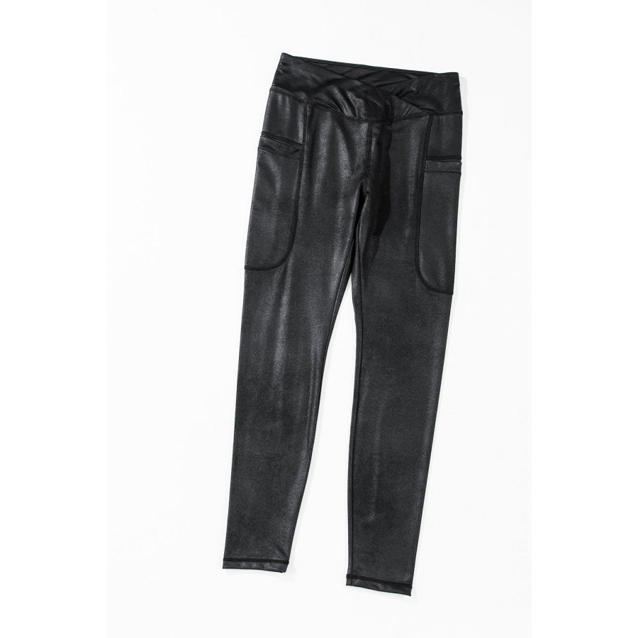 Black V Crossover High Waist Pocketed Leggings Sale (50% OFF)/Sale (50% OFF)