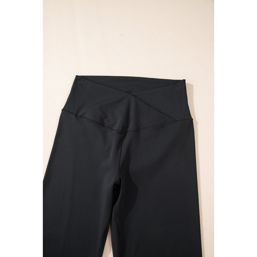 Black V Shape High Waist Flared Leggings Bottoms/Leggings