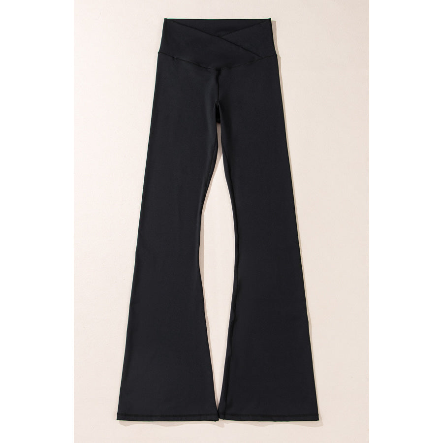Black V Shape High Waist Flared Leggings Bottoms/Leggings