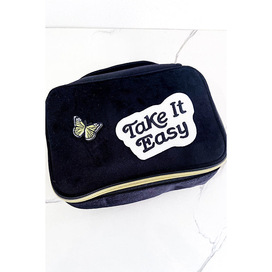 Black Velvet Make - Up Bag with Patches WS 600 Accessories