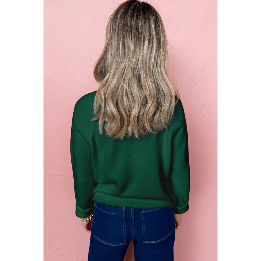 Blackish Green MERRY Letter Pattern Christmas Raglan Sleeve Sweater Sweaters & Cardigans/Sweaters