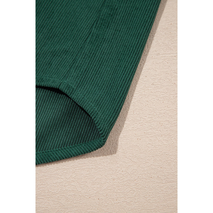 Blackish Green Plaid Pocket Button Long Sleeve Shift Shacket Outerwear/Jackets