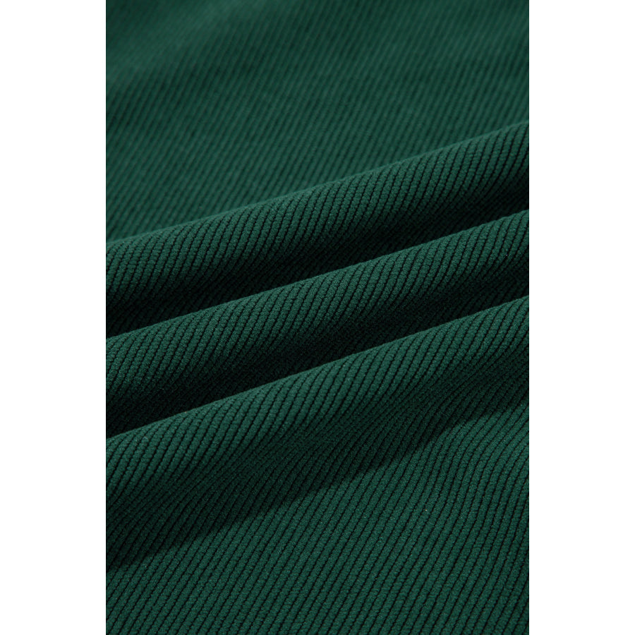 Blackish Green Plaid Pocket Button Long Sleeve Shift Shacket Outerwear/Jackets