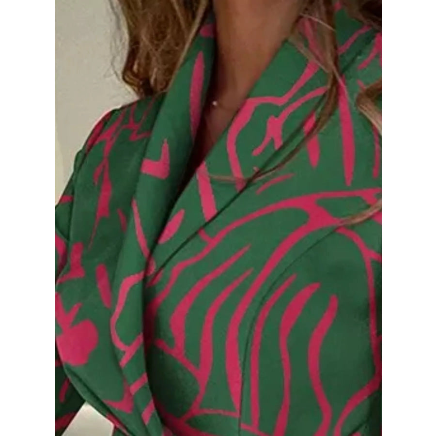 Blazer Style Pleated Midi Dress Dark Green / S Apparel and Accessories