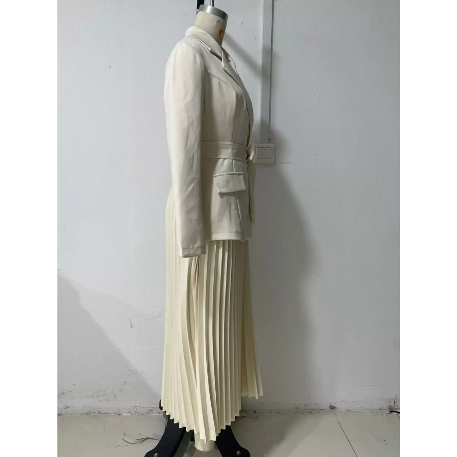 Blazer-Style Pleated Midi Dress Apparel and Accessories