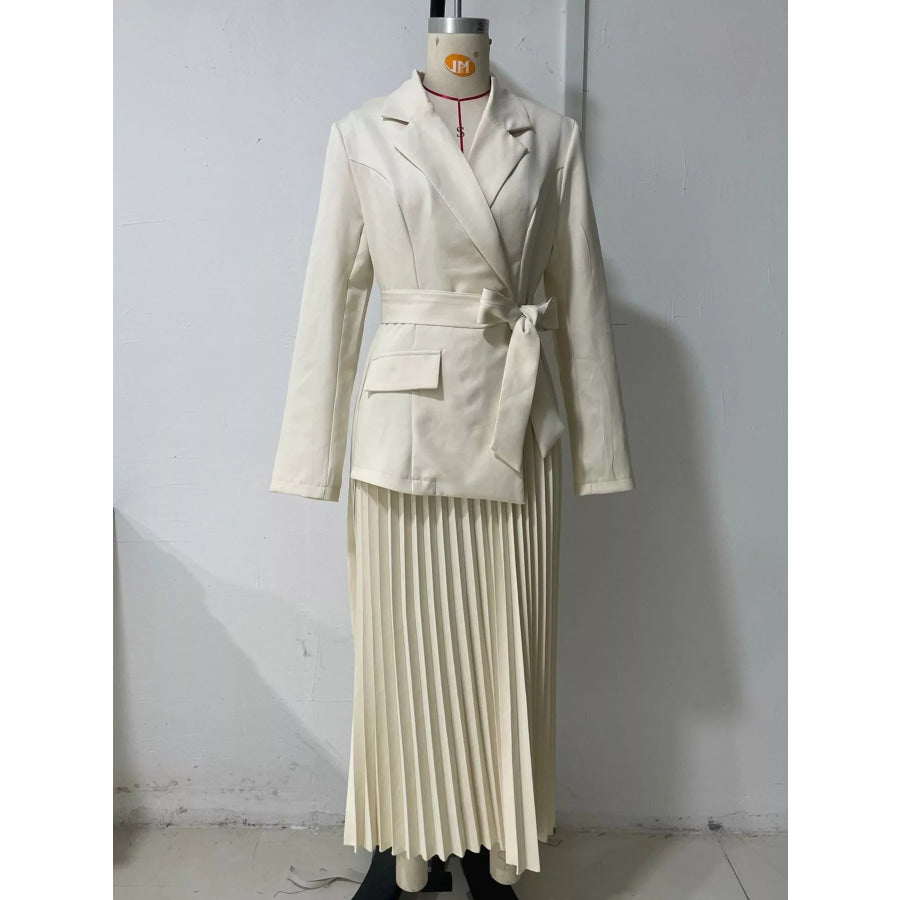 Blazer-Style Pleated Midi Dress Apparel and Accessories