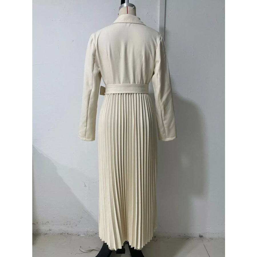Blazer-Style Pleated Midi Dress Apparel and Accessories