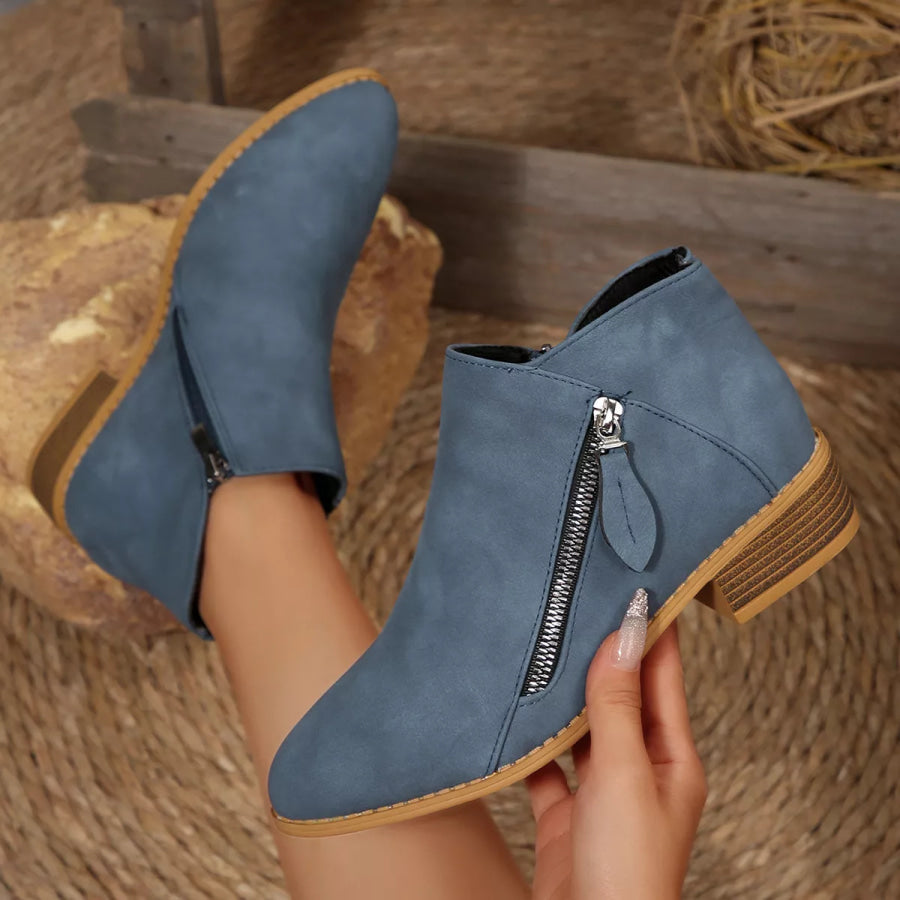 Block Heels Ankle Boots Dusty Blue / 36 Apparel and Accessories