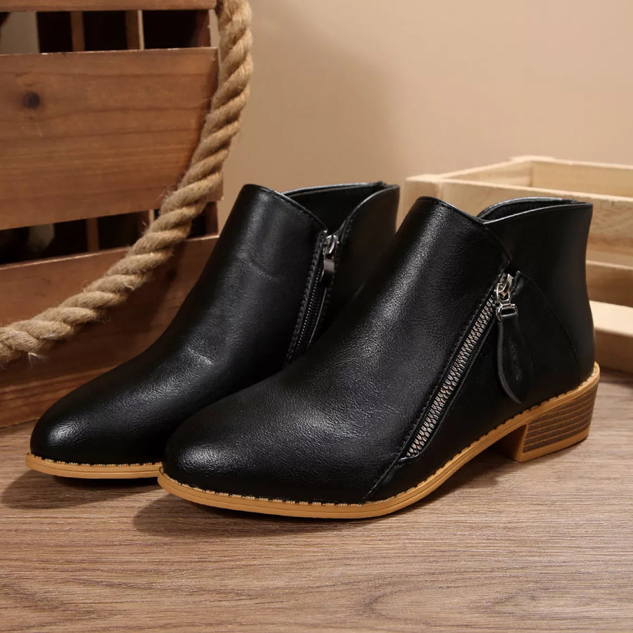 Block Heels Ankle Boots Black / 36 Apparel and Accessories
