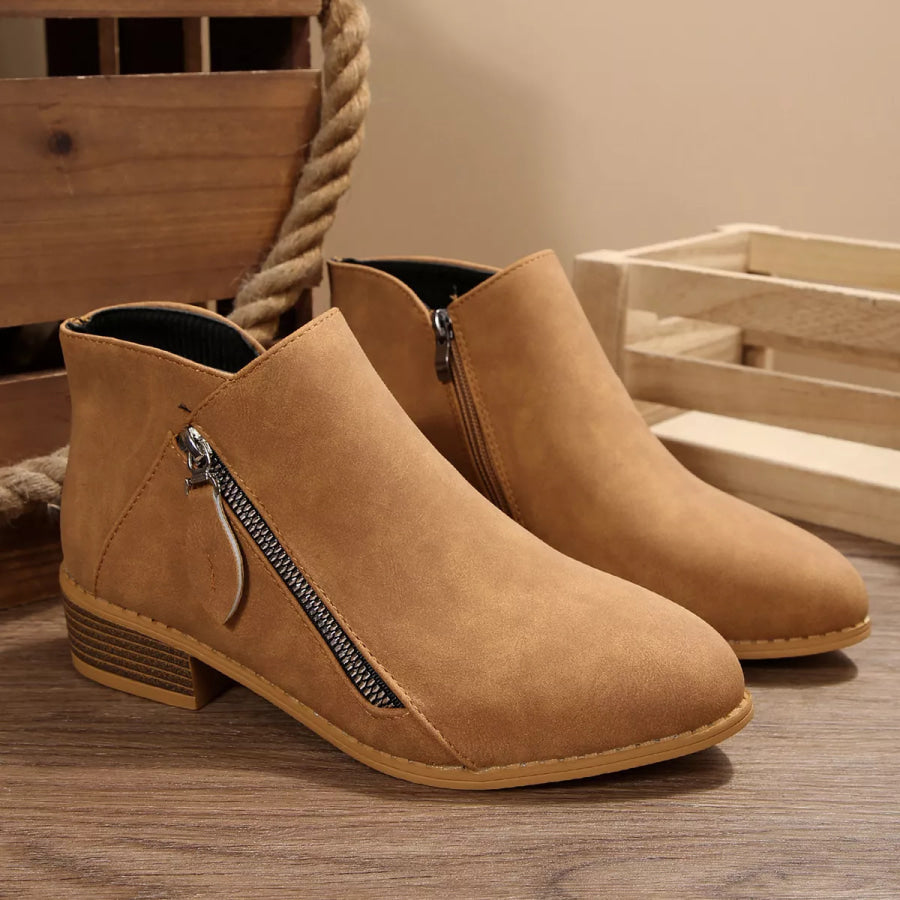 Block Heels Ankle Boots Caramel / 36 Apparel and Accessories