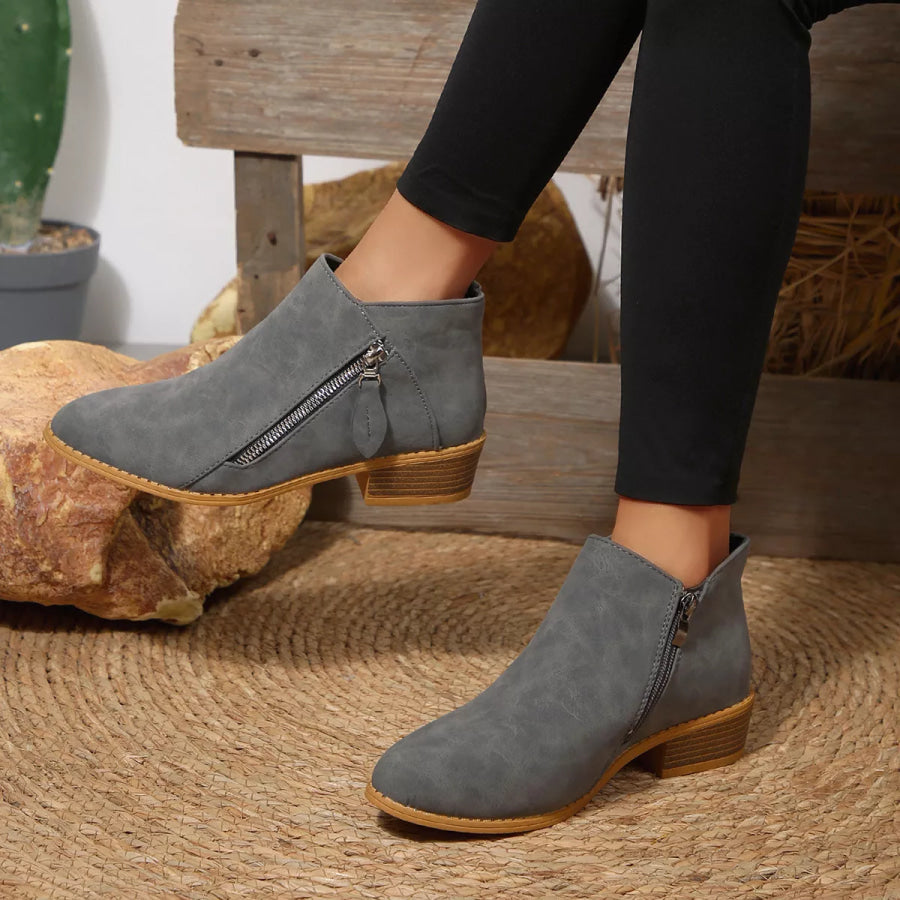 Block Heels Ankle Boots Dark Gray / 36 Apparel and Accessories