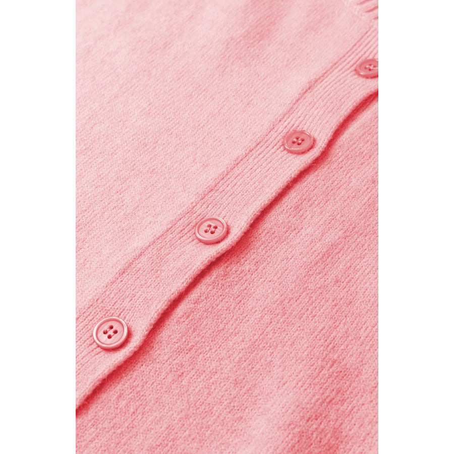 Blossom 3/4 Sleeve Boxy Knit Button Down Sweater Cardigan Apparel and Accessories