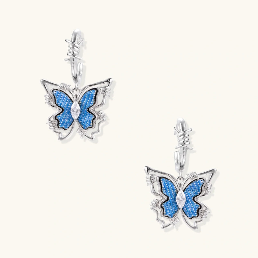 Blue Butterfly Drop Earrings by Sandee Rain Boutique Earrings