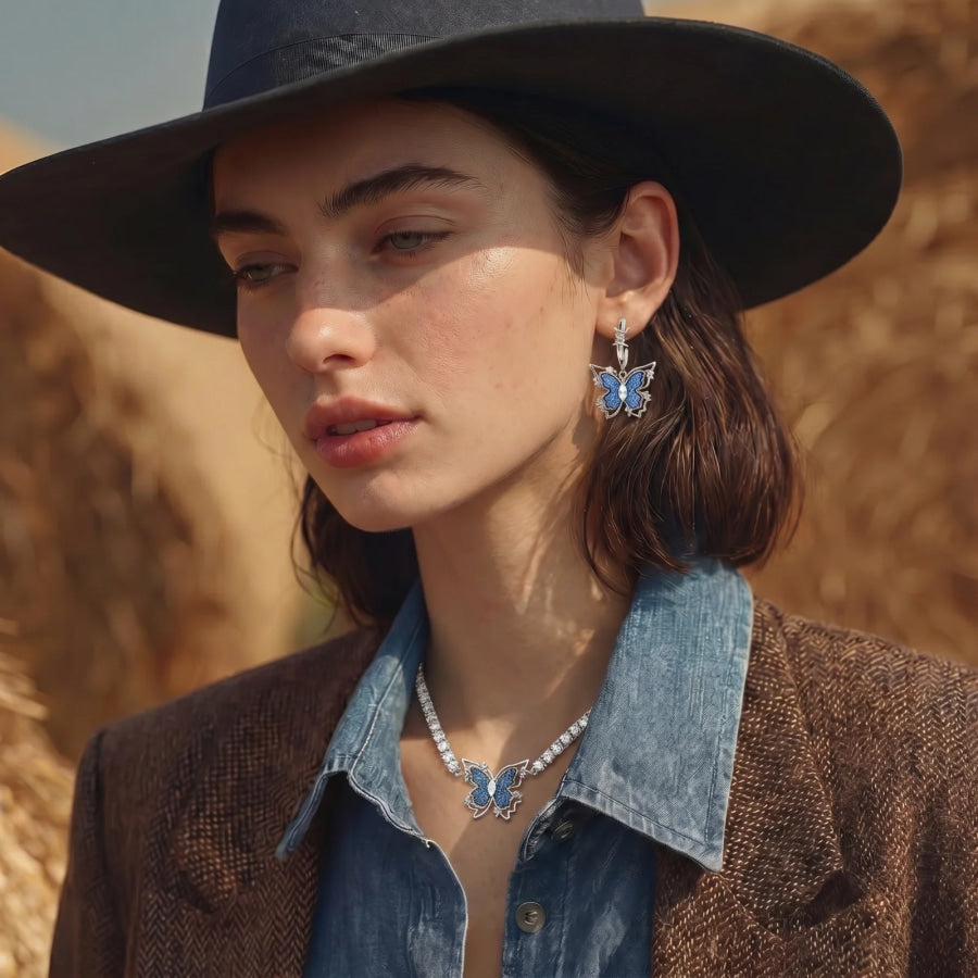 Blue Butterfly Drop Earrings by Sandee Rain Boutique Earrings