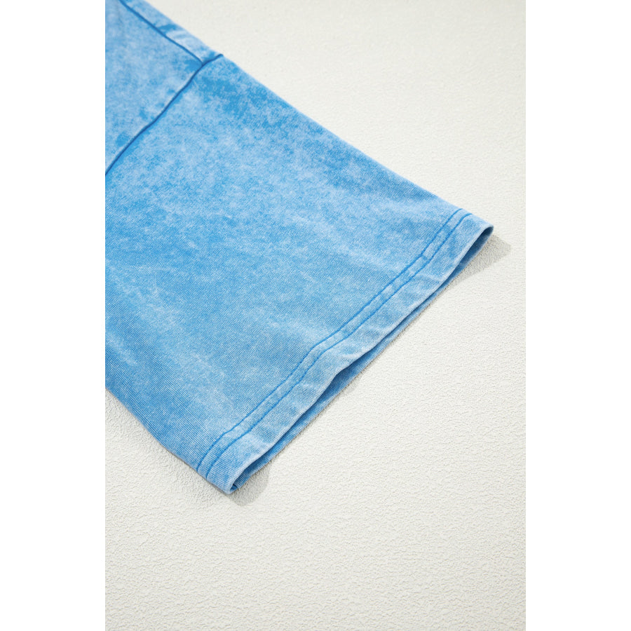 Blue Mineral Washed Oversized Tee Tops/Tops & Tees