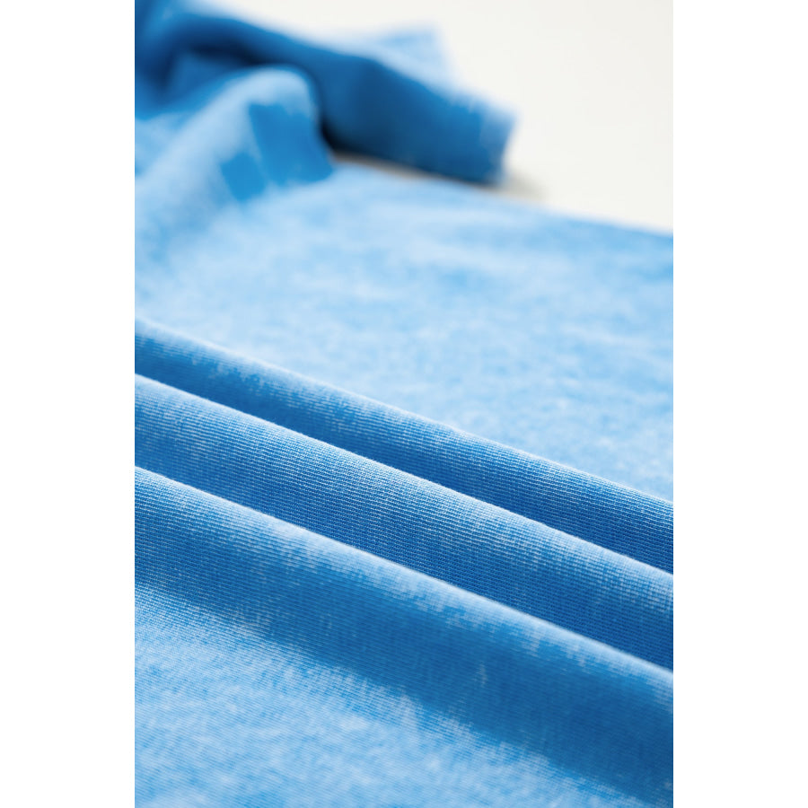 Blue Mineral Washed Oversized Tee Tops/Tops & Tees