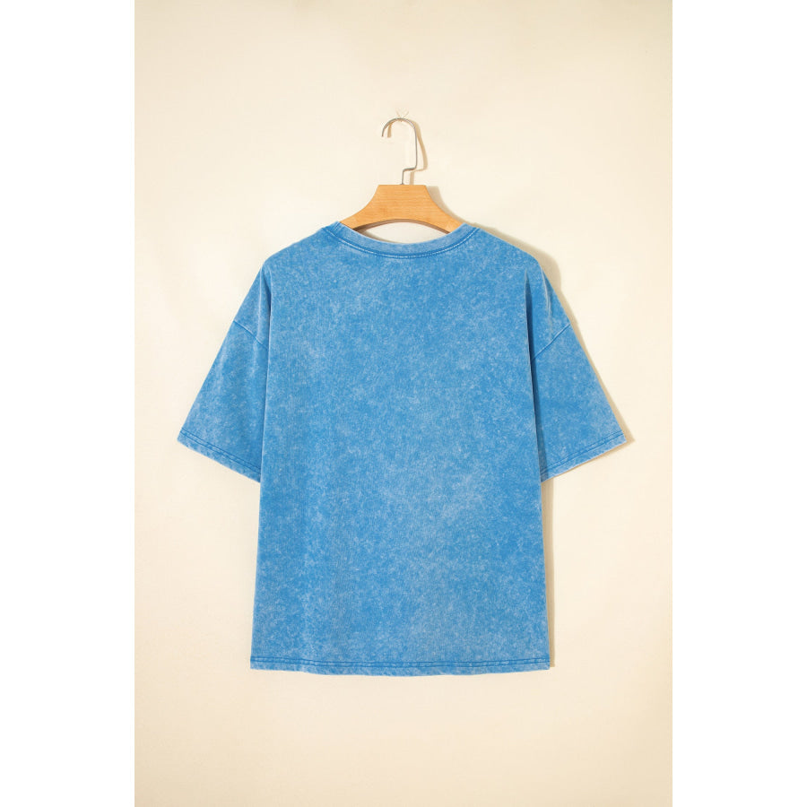 Blue Mineral Washed Oversized Tee Tops/Tops & Tees
