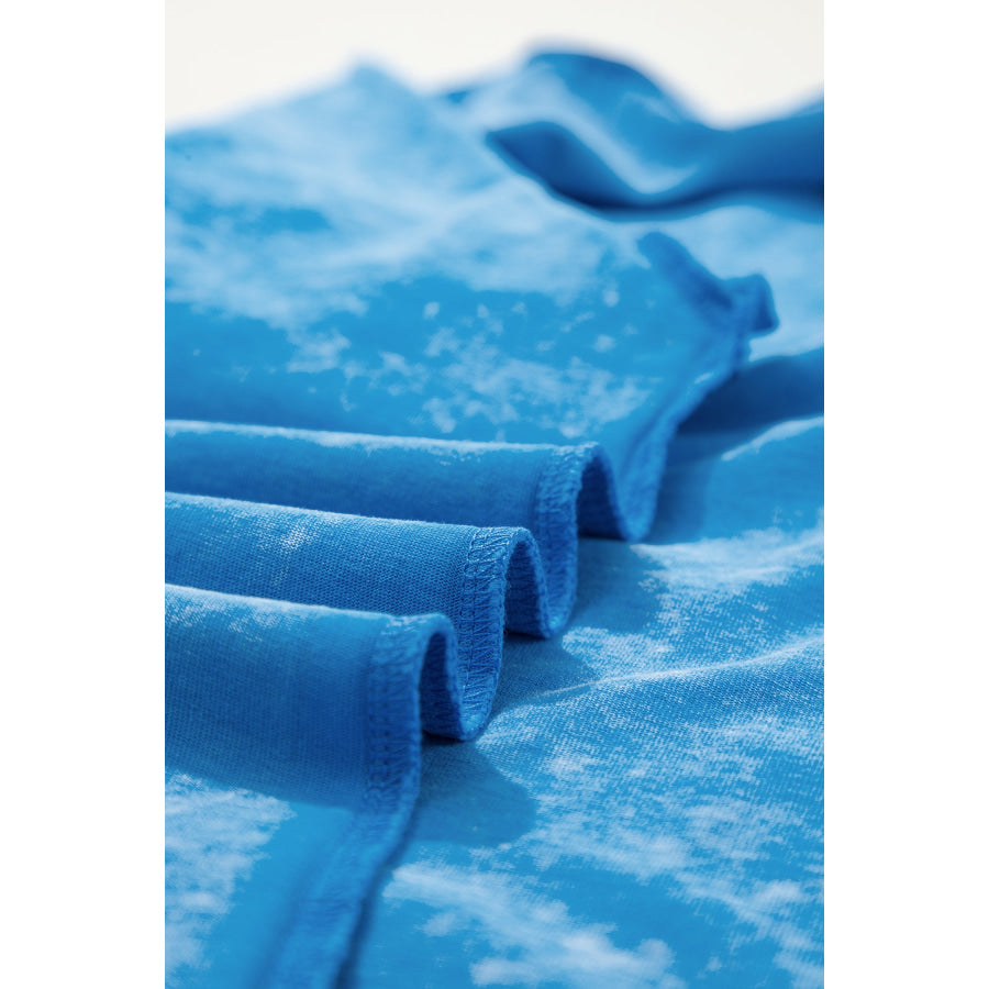Blue Mineral Washed Oversized Tee Tops/Tops & Tees