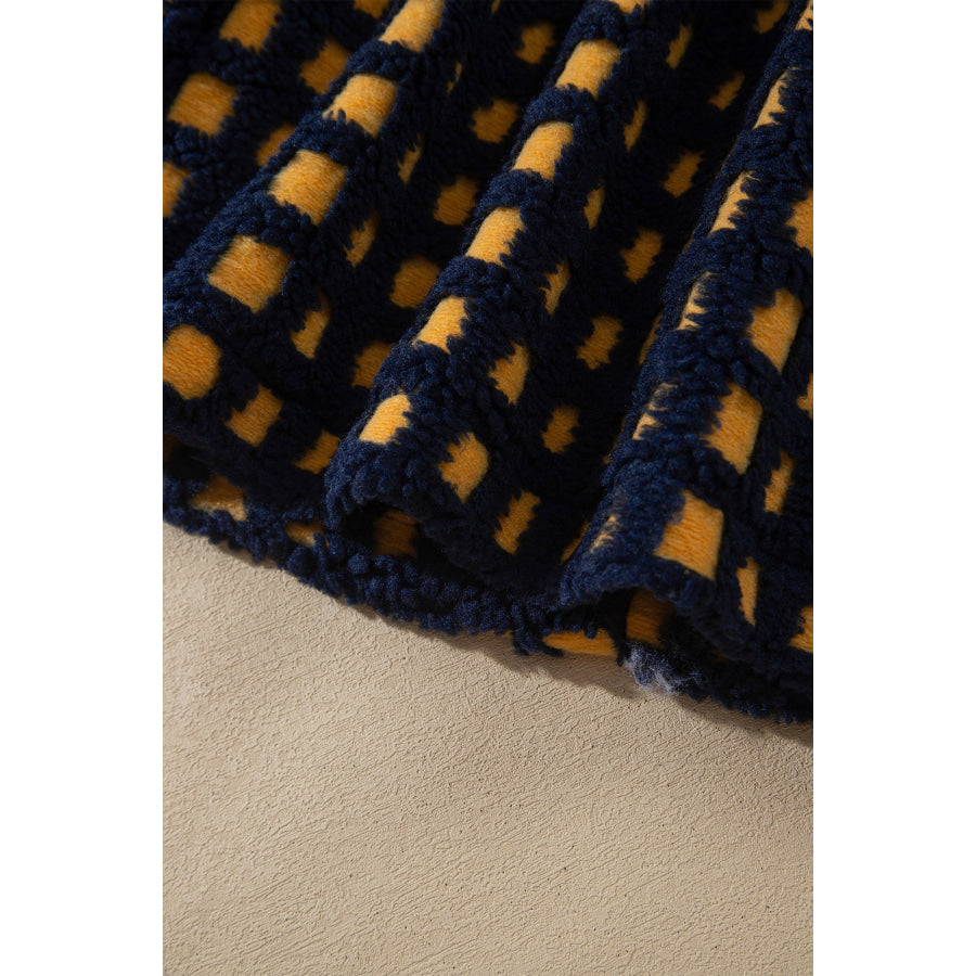 Blue Plaid Sherpa Fleece Zip Up Jacket Outerwear/Jackets
