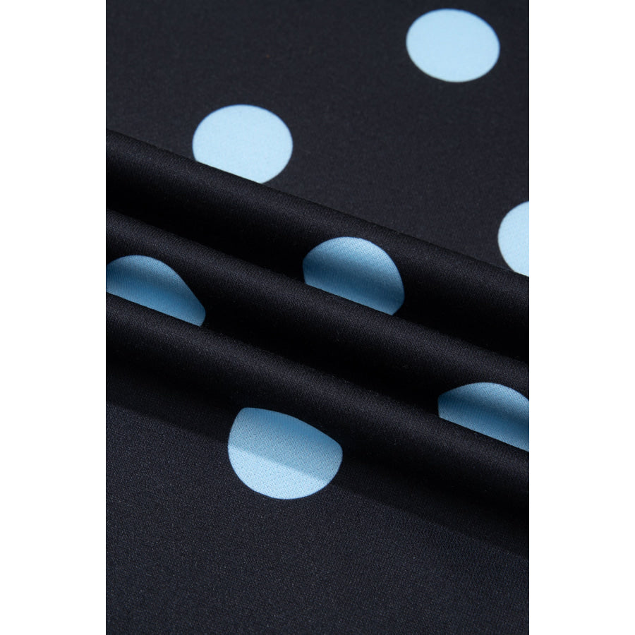 Blue Polka Dot Contrast Patchwork Round Neck Baggy Sweatshirt Tops/Sweatshirts & Hoodies