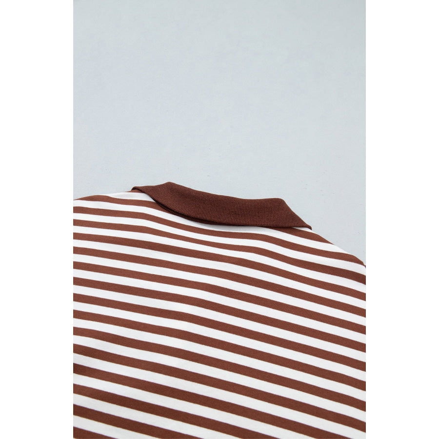 Blue Stripe Color Block Trim Raw Seam Split Hem Loose Pullover Sweatshirt Tops/Sweatshirts & Hoodies