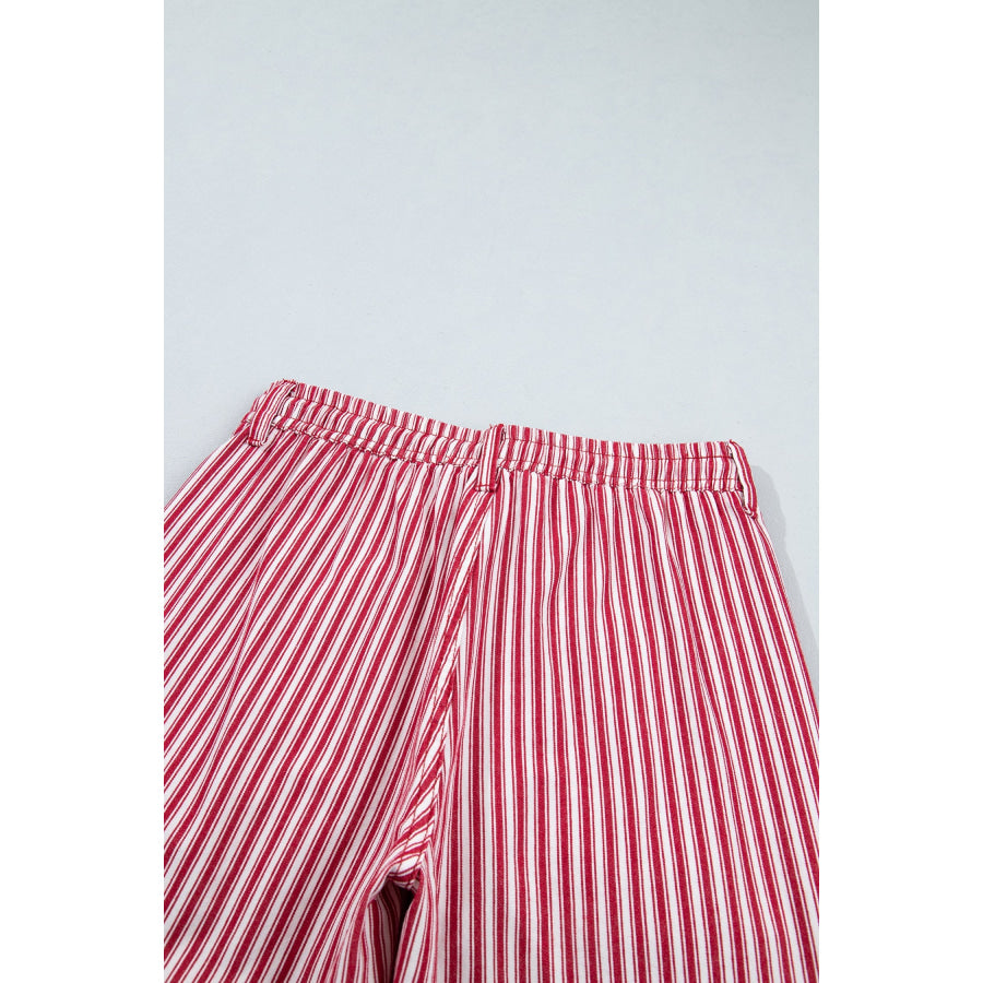 Blue Stripe Drawstring Casual Loose Pants Bottoms/Pants & Culotte