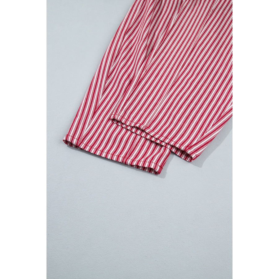 Blue Stripe Drawstring Casual Loose Pants Bottoms/Pants & Culotte