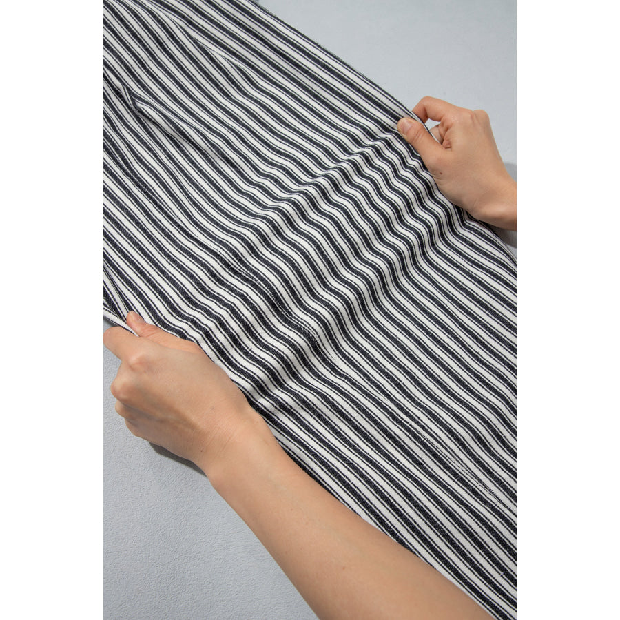 Blue Stripe Drawstring Casual Loose Pants Bottoms/Pants & Culotte