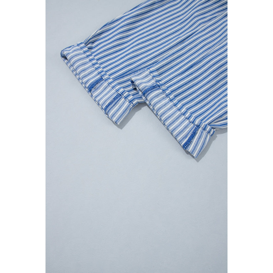 Blue Stripe Drawstring Casual Loose Pants Bottoms/Pants & Culotte