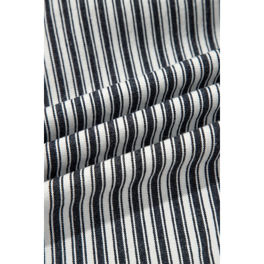 Blue Stripe Drawstring Casual Loose Pants Bottoms/Pants & Culotte