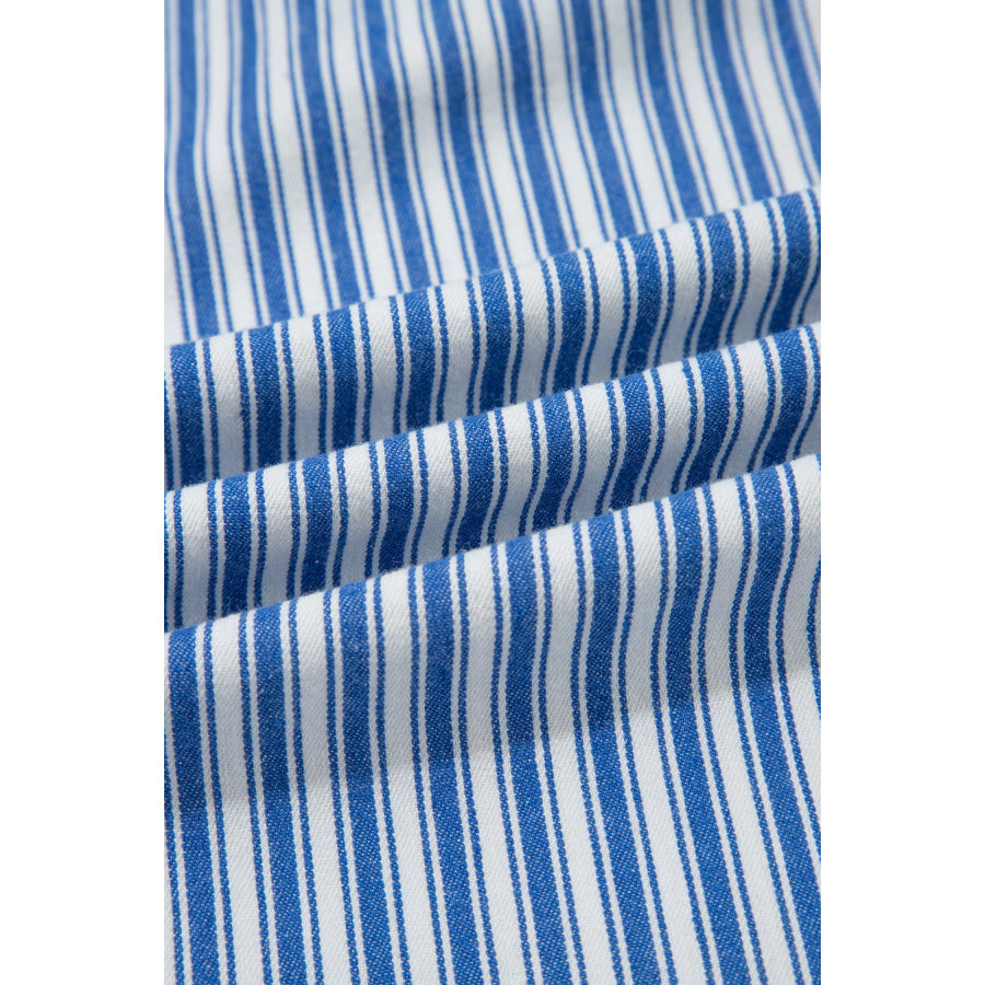 Blue Stripe Drawstring Casual Loose Pants Bottoms/Pants & Culotte