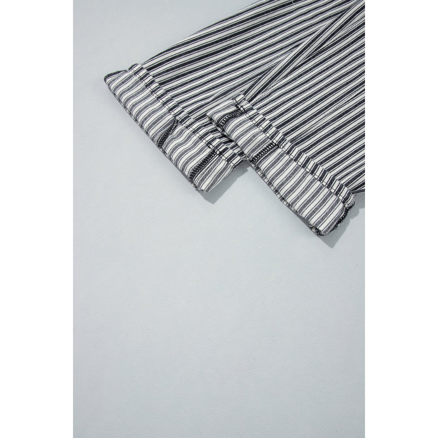 Blue Stripe Drawstring Casual Loose Pants Bottoms/Pants & Culotte