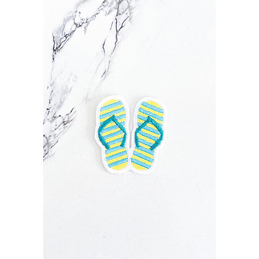Blue Striped Flip Flops Embroidered Patch WS 600 Accessories