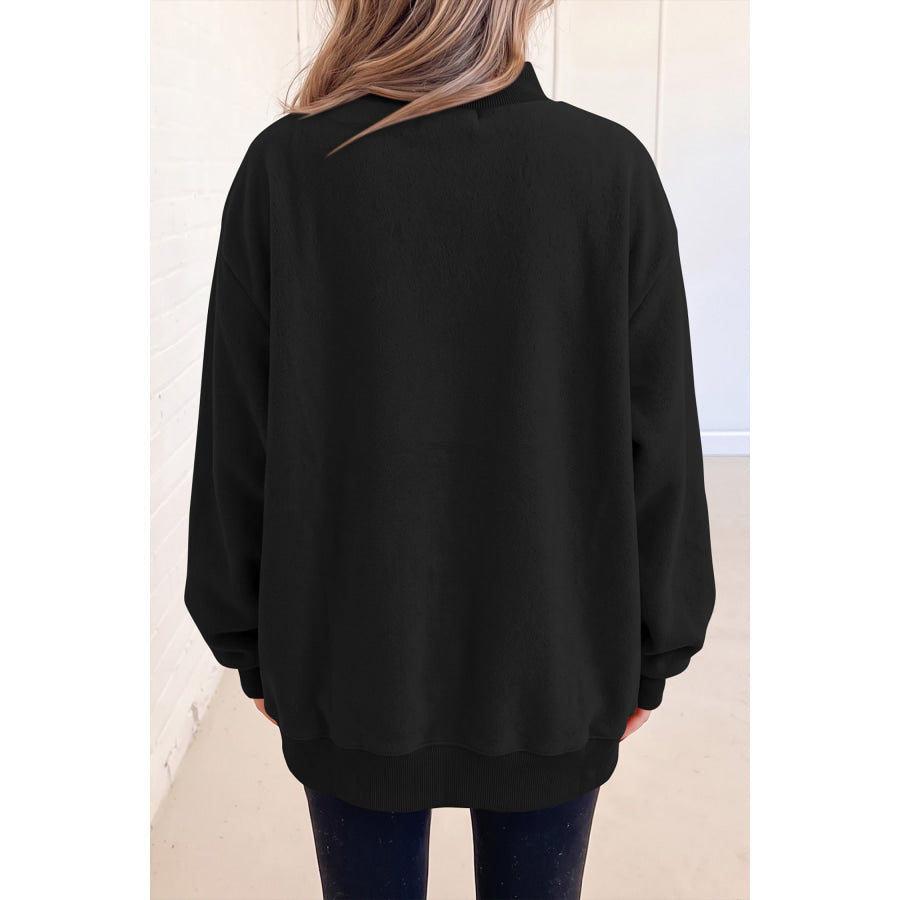 Bluing Oversize Drop Shoulder Reversible Mock Neck Sweatshirt Tops/Sweatshirts & Hoodies