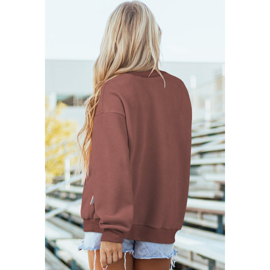 Bluing Oversize Drop Shoulder Reversible Mock Neck Sweatshirt Tops/Sweatshirts & Hoodies