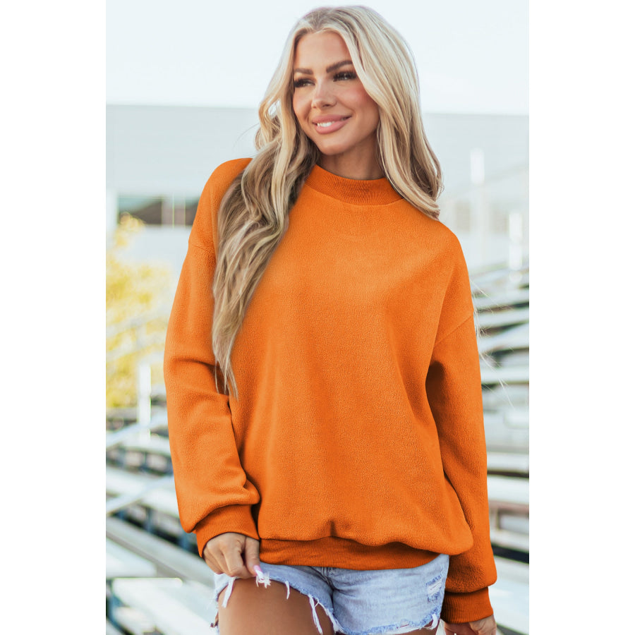 Bluing Oversize Drop Shoulder Reversible Mock Neck Sweatshirt Tops/Sweatshirts & Hoodies