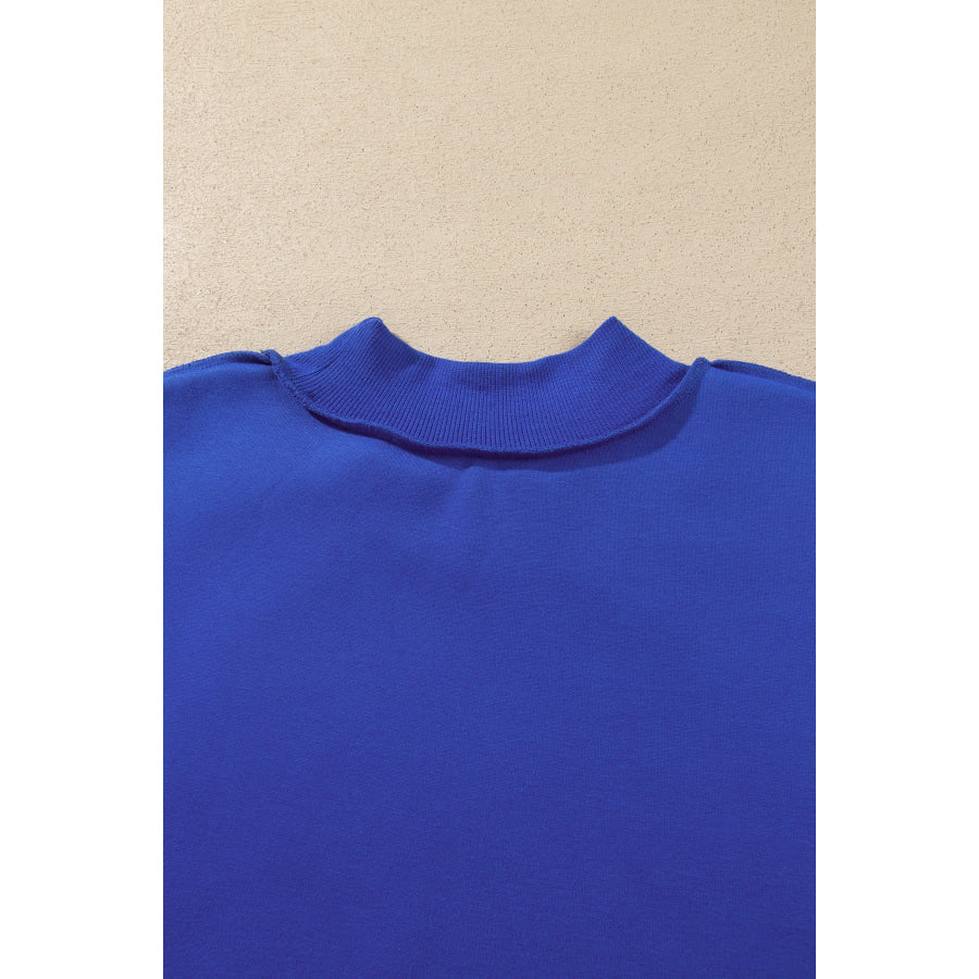 Bluing Oversize Drop Shoulder Reversible Mock Neck Sweatshirt Tops/Sweatshirts & Hoodies