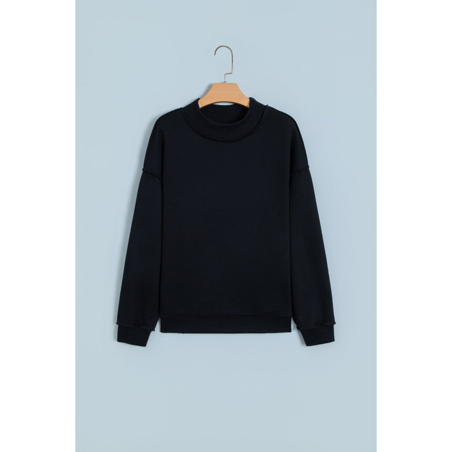 Bluing Oversize Drop Shoulder Reversible Mock Neck Sweatshirt Tops/Sweatshirts & Hoodies
