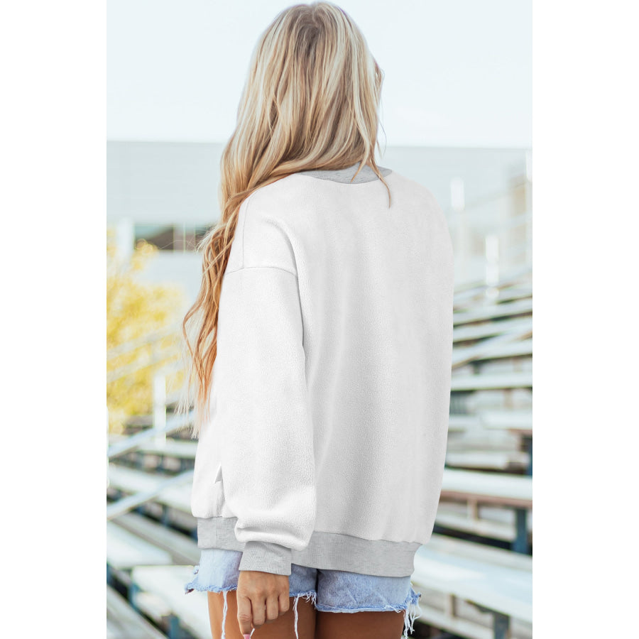 Bluing Oversize Drop Shoulder Reversible Mock Neck Sweatshirt Tops/Sweatshirts & Hoodies