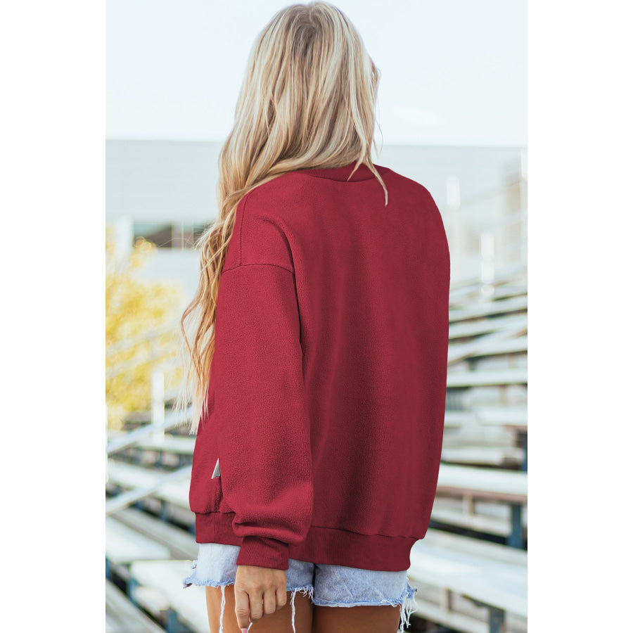 Bluing Oversize Drop Shoulder Reversible Mock Neck Sweatshirt Tops/Sweatshirts & Hoodies