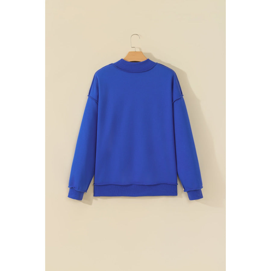 Bluing Oversize Drop Shoulder Reversible Mock Neck Sweatshirt Tops/Sweatshirts & Hoodies