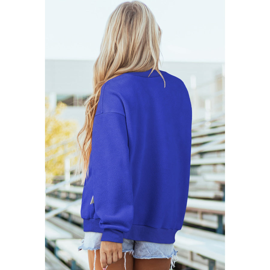 Bluing Oversize Drop Shoulder Reversible Mock Neck Sweatshirt Tops/Sweatshirts & Hoodies