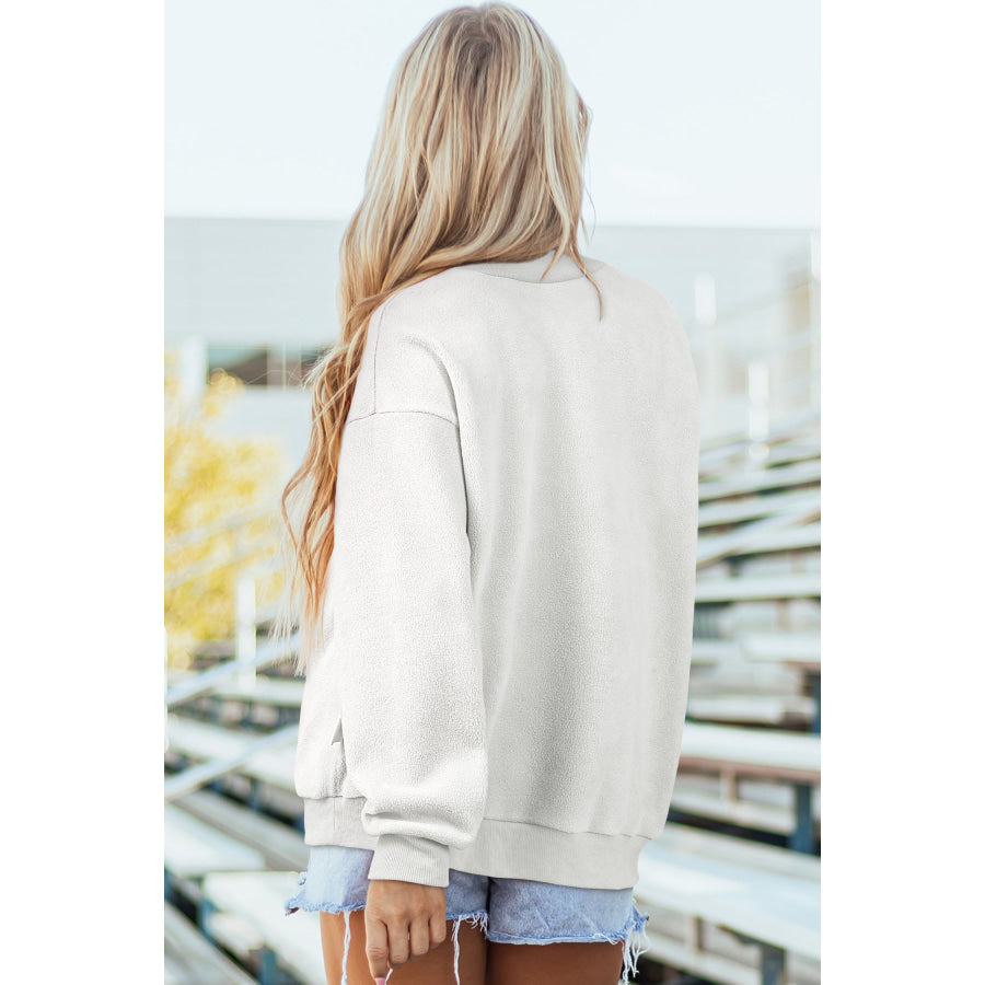 Bluing Oversize Drop Shoulder Reversible Mock Neck Sweatshirt Tops/Sweatshirts & Hoodies